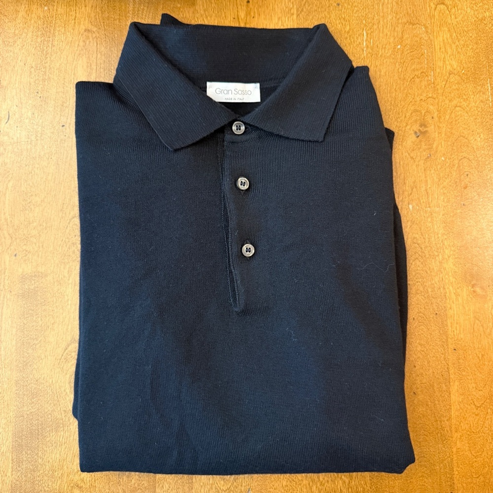 Gran Sasso Black Polo Shirt Classic Knit